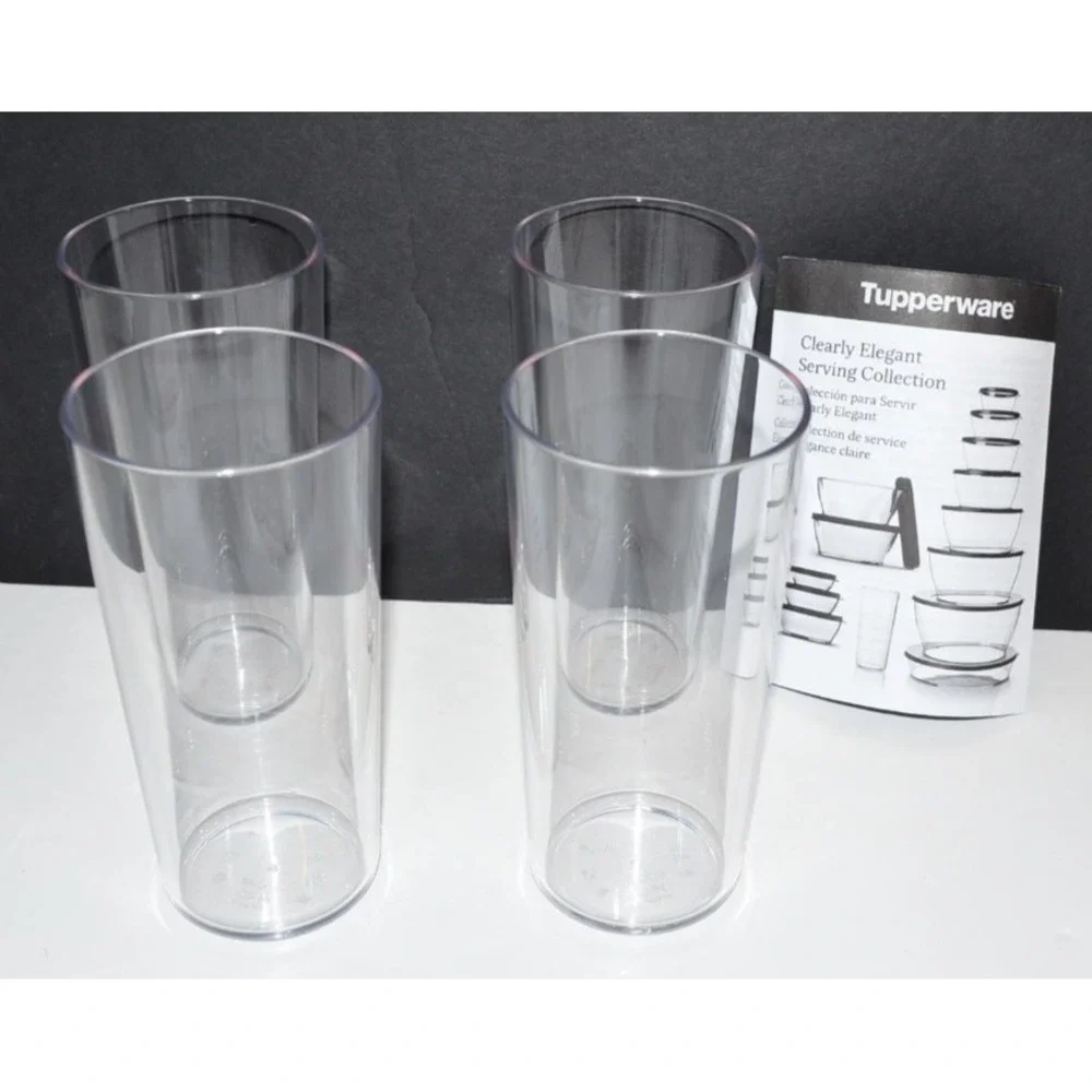 4 New Tupperware Clearly Elegant Tumbler Set Sheer acrylic Plastic set